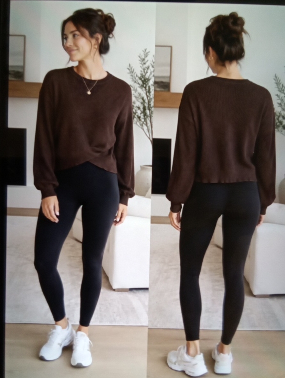 lululemon Reversible Crossover Sweater Espresso Cashmere Blend Womens 4